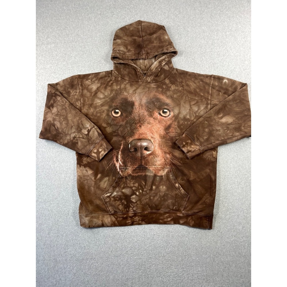 The Mountain Brown Labrador Dog Hoodie Mens XL Brwon Tye Dyed Sweatshirt AOP
